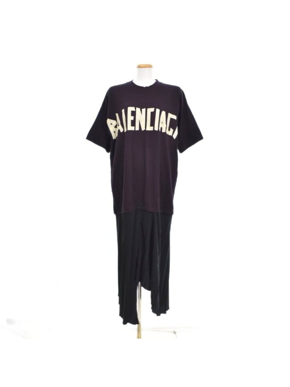 Balenciaga Tape Type Logo Dress Long Asymmetric Purple Black 38